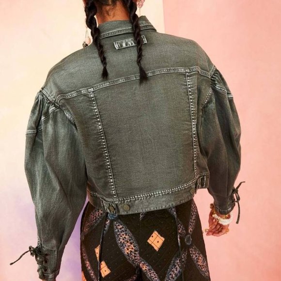 Ulla Johnson Atticus Denim Jacket Army Green F34 - Picture 4 of 12